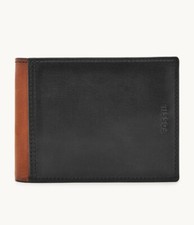 Fossil Taren International Traveler Wallet Black and Brown Leather