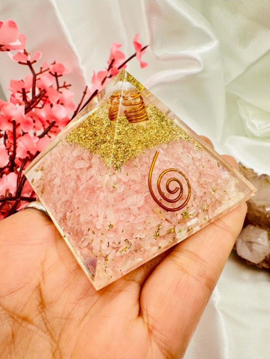 Grande Piramide Di Shungite Con Fiore Della Vita - 8.5cm Per Protezione EMF E Grounding