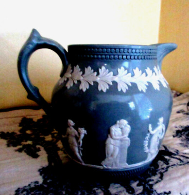 Copeland Spode Sprigware Jug Pitcher Glossy Grayish Green Made in England #30