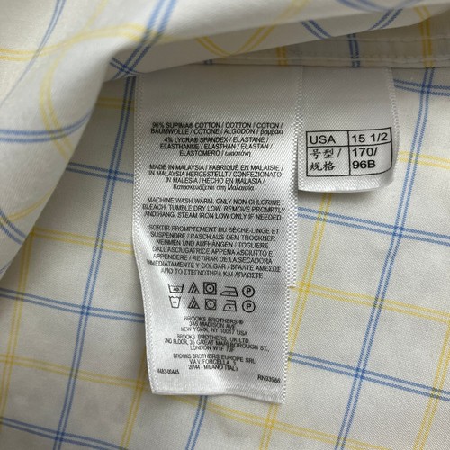 Brooks Brothers Mens Soho Fit Shirt Size 15.5-32 Yellow Blue Check Non Iron NWT - Picture 15 of 17