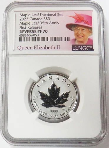 2023 CANADA $3 ANNIVERSARY MAPLE LEAF FRACTIONAL NGC REV PF 70 FIRST RELEASES