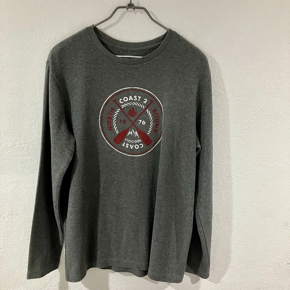 GH Bass Men’s Long Sleeve Thermal Grey Top Large Fall Cozy Outdoors School C4 - Image 2 of 4