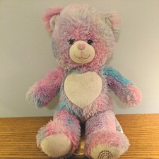 Build A Bear Forever Pink Purple Blue Tie-dye Teddy Bear Heart