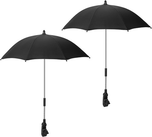 Hillban 2 Pcs Baby Stroller Parasol with Clamp Universal 25.9 Inch, Black