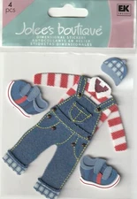 Jolee's Boutique 3D Stickers LITTLE BOY CLOTHES Jean Overalls 81378 FREE Ship!