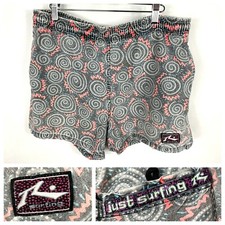 Vintage 80s 90s Rusty Surf Neon Swim Trunks Shorts Skate 33 Geometric AOP Street