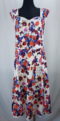 Joe Browns Damen Sommerkleid Blumenmuster Häkeleinsatz Gr. 48 Sommer XXL Stretch