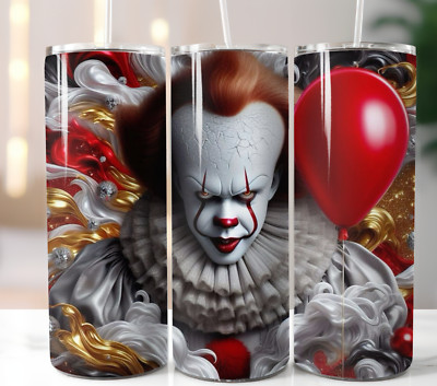 3D It Clown Tumbler 20oz Stainless Steel Straw Insulated Cup Mug