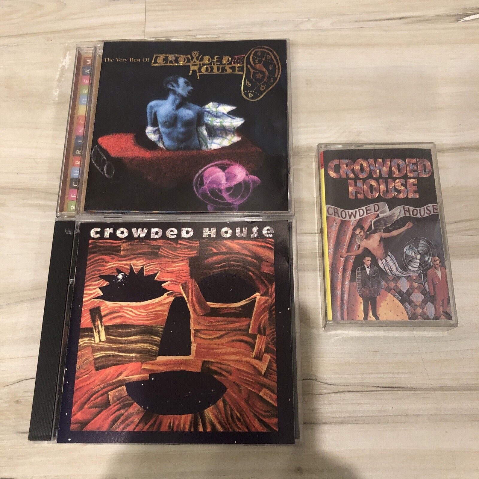 Crowded House Cassette & CD LOT Woodface The Very Beat Of Self Titled 80s