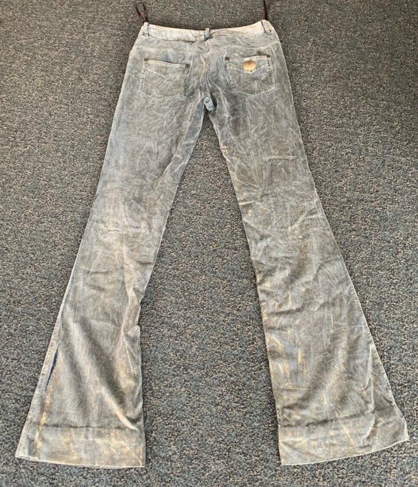 PANTALÓN MUJER ROBERTO CAVALLI AUTÉNTICO FIRENZE TALLA 44 GRIS/DORADO BRILLO Foto 2 de 4