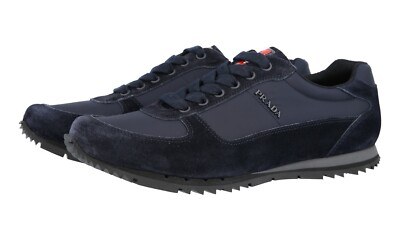 PRADA Suede Nylon Sneaker LINEA ROSSA - 4E2721 Dark Blue - NEW - 7.5 41.5