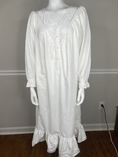 Victoria Secret Vtg Gold Label Cotton White Nightgown Lace Cottage Core Large