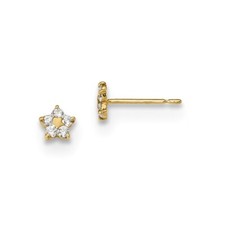 Real 14kt Yellow Gold Madi K Kids CZ Star Post Earrings