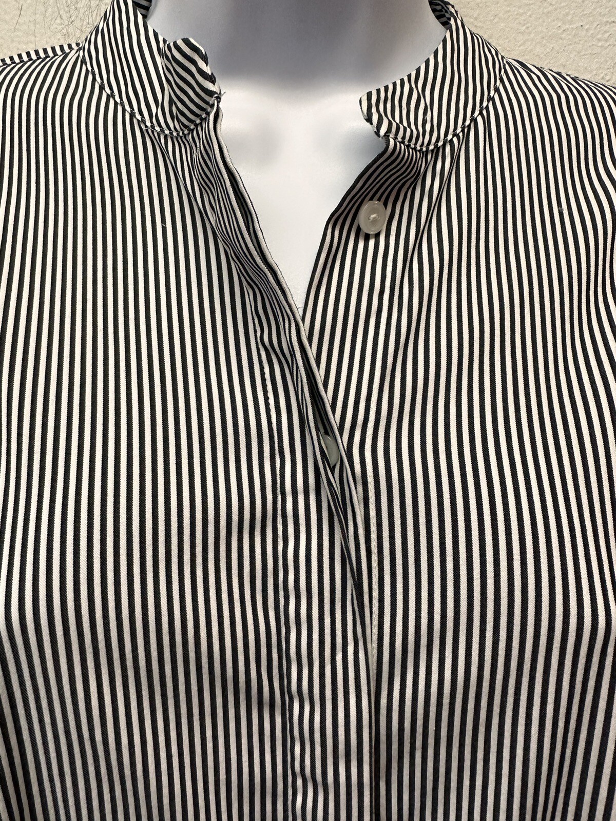 Halogen Blue Striped Button Down Blouse Top Women… - image 3