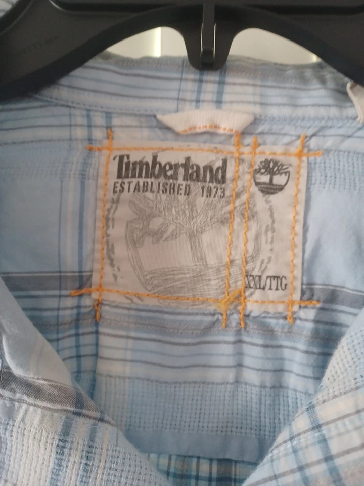 Camisa de vestir Timberland para hombre ligera con botones manga larga azul talla 2XL Foto 2 de 3