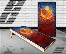 Basketball Flames Cornhole Boards Bean Bag Toss Game