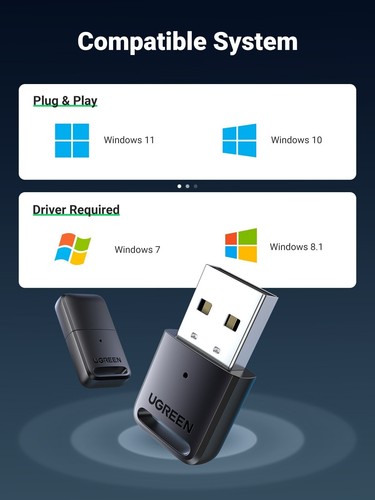 Bluetooth 5.0 USB Adapter Dongle Receiver Multi-Device Transmitter Hook UGREEN - Picture 5 of 8