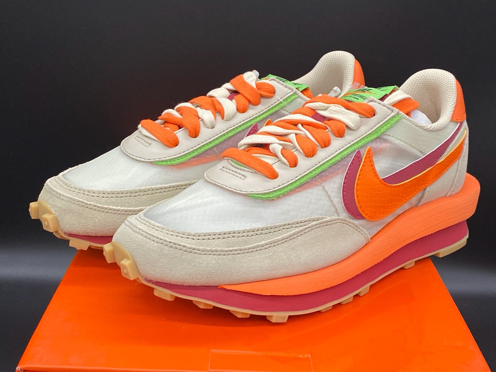 SACAI X NIKE Nike LDWaffle X Clot X Sacai Net Orange Blaze DH1347 100 2021 nuovissima DS