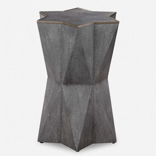 UTTERMOST 24948 CAPELLA STAR SHAPE CHARCOAL GRAY FAUX SHAGREEN ACCENT TABLE - Picture 7 of 7