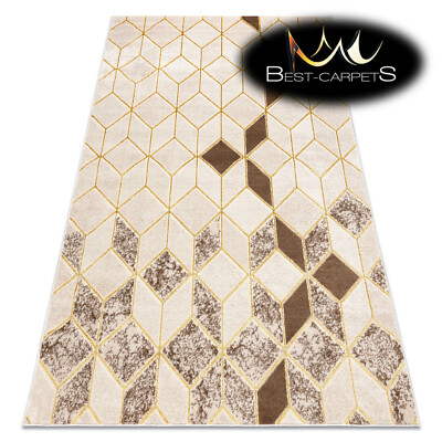 Moderner Designer günstiger Teppich 'MEFE' geometrisch 3D, Würfel, Struktur CREME / BEIGE 