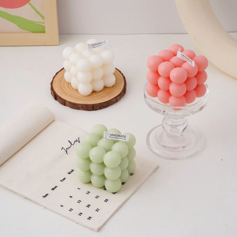 Vela en forma de cubo de burbujas cera de soja aromaterapia perfumada relajante regalos de cumpleaños Foto 4 de 4