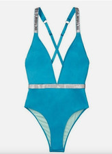 VICTORIA'S SECRET SHINE STRAP PLUNGE ONE PIECE SWIMSUIT SWIM size L