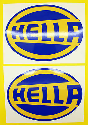 Oldtimer Oldtimer Rallye Rennen HELLA Logo Aufkleber Set x2 GLÄNZEND LAMINIERT 