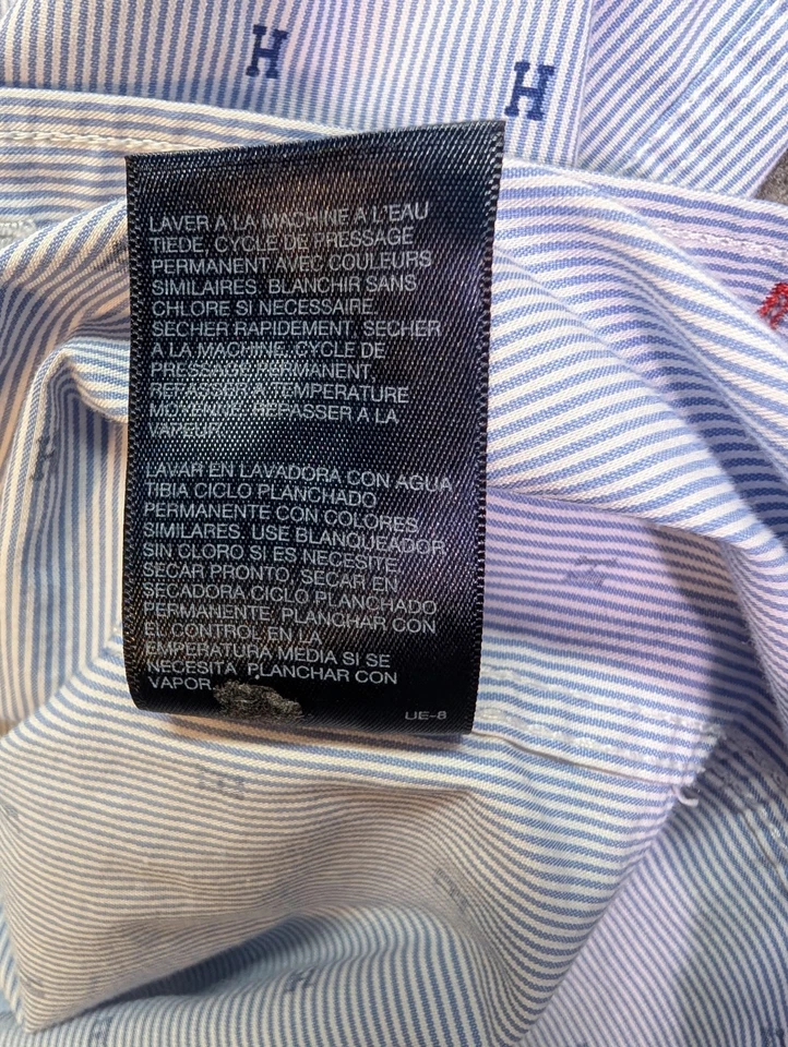 Camisa Tommy Hilfiger Jóvenes Niños Talla 16 Manga Larga Rayas Abotonada en Blanco Foto 4 de 4