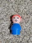 Vintage Fisher Price Red Hair and Blue Dress - Plastic Little People Girl