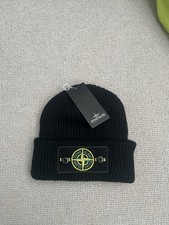 Stone Island Beanie Hat Black Compass Patch BNWT Wool fits all 