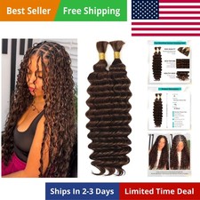 Boho Hair For Braiding Deep Wave Human Braiding Hair 110g 20 Inch Bulk Human ...