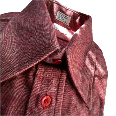 NOS 70s Abercrombie Fitch Shirt Mens XS Burgundy Dagger Ireland Deadstock VTG