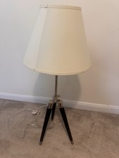 Ralph Lauren Tripod Table Lamp – Black & Chrome with Cream Shade In A Very Good