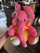 Dan Dee Elephant Puffalump Plush 1980s 90s Pink Yellow Orange Gray Limited