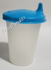 Vintage Tupperware Bell Tumbler 7 oz USA Plus Blue Sipper Seal Lid Sippy Cup