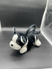 Black Dog Plush Wristlet Purse Zippered Handbag Pouch Pre-Owned