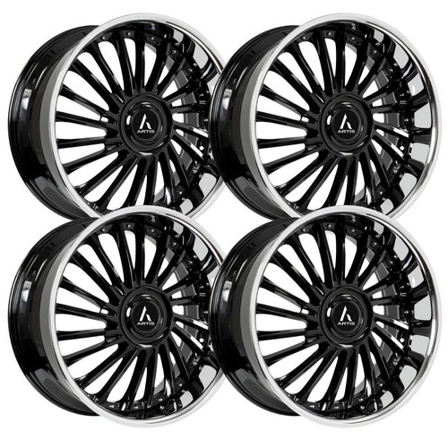 22 inch 22x9 Artis Renegade XL Black Chrome Lip wheels rims 5x115 +15 ...