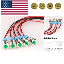5pcs 8mm LED Metal Indicator Light AC/DC 12-24V Waterproof Signal Lamp Pilot ...