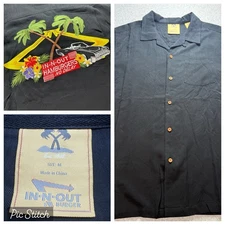 IN-N-OUT Burger Men’s M Silk Camp Shirt Embroidered Black Button-Up