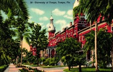 University of Tampa Florida FL Vtg Linen Postcard L7