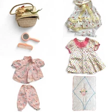 Vintage Doll Clothing Purse Lot Dress 6” Muffie Blanket Etc Cute