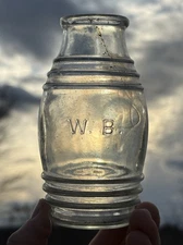 ANTIQUE W.B. BARREL MUSTARD BOTTLE - CORK TOP 1860 - 1880s