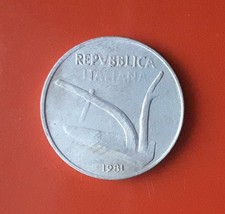 10 LIRE 1981 ERRORE - LETTERE I E ALIANA DI ITALIANA MOLTO EVANESCENTI [L930]