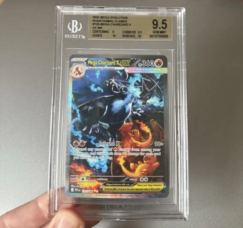 Mega Charizard x EX SIR 125/094 - Phantasmal Flames - Beckett 9.5 Gem Mint