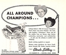 Colorado Saddlery Shawn Davis & Leota Hielscher Endorsed Denver CO Vtg Print Ad