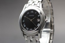 Orologio Vintage 【Quasi Come Nuovo】 GUCCI 5500M Quadrante Nero Data Uomo Qz S...