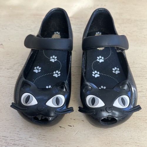 MINI MELISSA Ultragirl II Mary Jane Flat Jelly Cat Shoes Size 8 Black Glitter - Picture 4 of 7