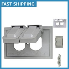 Gray Horizontal Weather-Resistant Outlet Cover - 1-Gang for Outdoor Receptacles