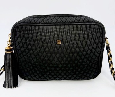 BALLY Quilted Chain Shoulder Bag Leather Black Gold Authentic