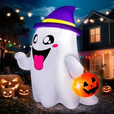 Inflables de Halloween de 1,5 m: Fantasma con Calabaza, Decoraciones de Hallowee